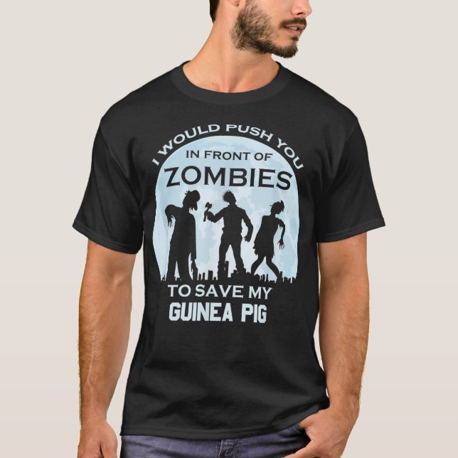 Funny Zombie Halloween Pet Guinea Gris T Shirt (Framsida)