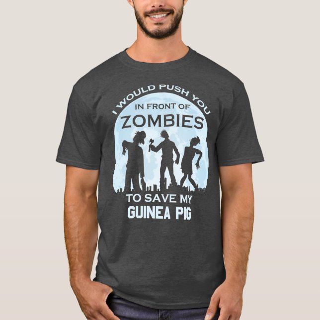 Funny Zombie Halloween Pet Guinea Gris T Shirt (Framsida)