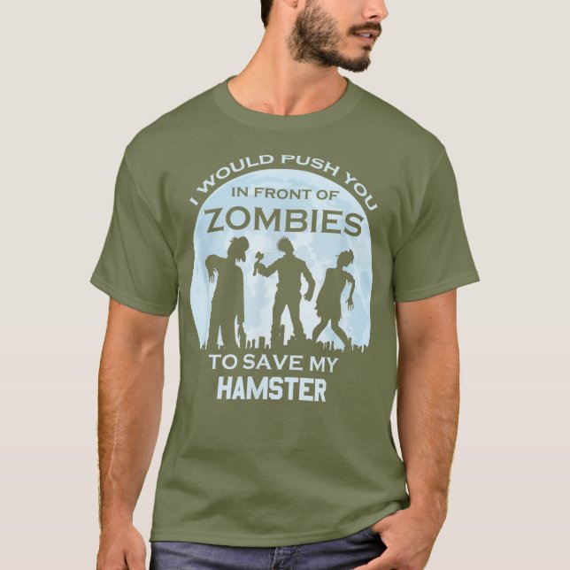 Funny Zombie Halloween Pet Hamster T Shirt (Framsida)