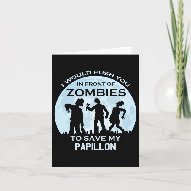 Funny Zombie Halloween Pet Papillon Kort (Framsida)