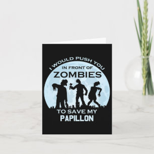 Funny Zombie Halloween Pet Papillon Kort