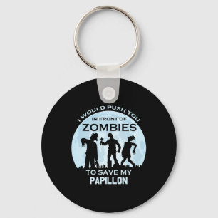 Funny Zombie Halloween Pet Papillon Nyckelring