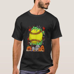 Funny Zombie Händer Holding Softball Boll Hallowee T Shirt