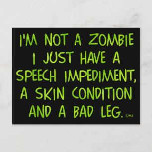 Funny Zombie Inte en Zombie-Grönt Helg Vykort