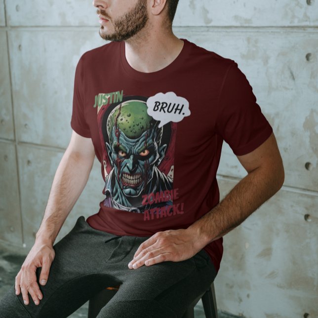 Funny Zombie Personlig Namn Tee Coola Tecknad bok (Skapare uppladdad)