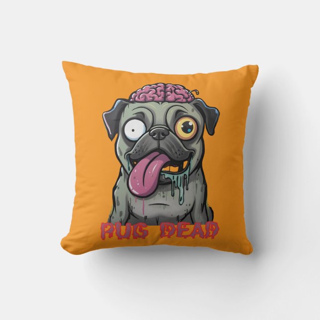 Funny Zombie Pug Graffiti Kudde (Framsida)