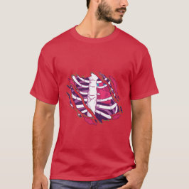 Funny Zombie Ripping Skin Skeleton Flesh Spine Out T Shirt