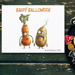 Funny zombie veggie Halloween Vykort