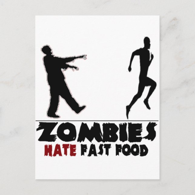 Funny Zombies Fast Food Vykort (Framsida)