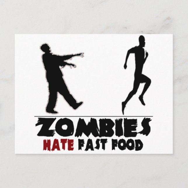Funny Zombies Fast Food Vykort (Framsida)