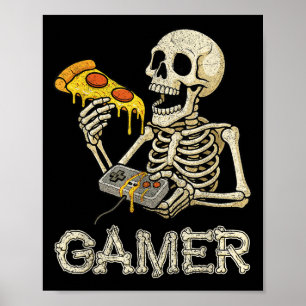 Funny Zza Gamer Skeleton Gamer Tonåring Boys Video Poster