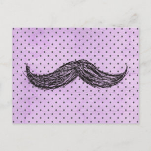 FunnyMustache Teckning med Lila Polka dots Vykort