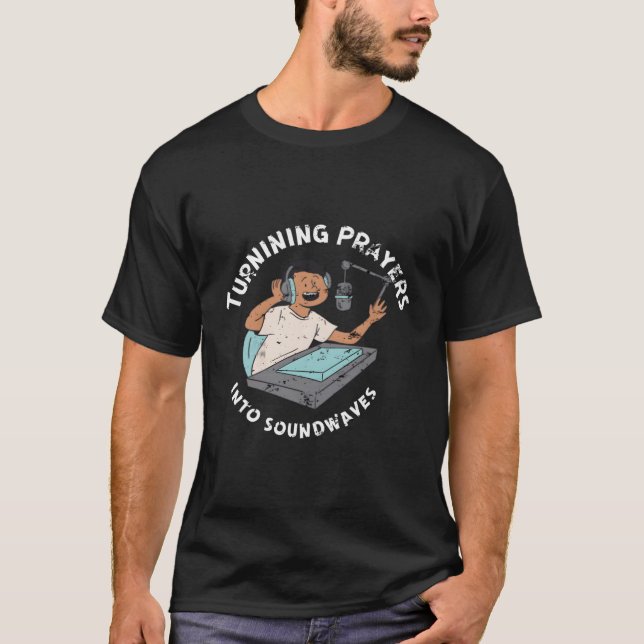 Funnyt Church Audio Technician Ljud Vågar Retro V T Shirt (Framsida)