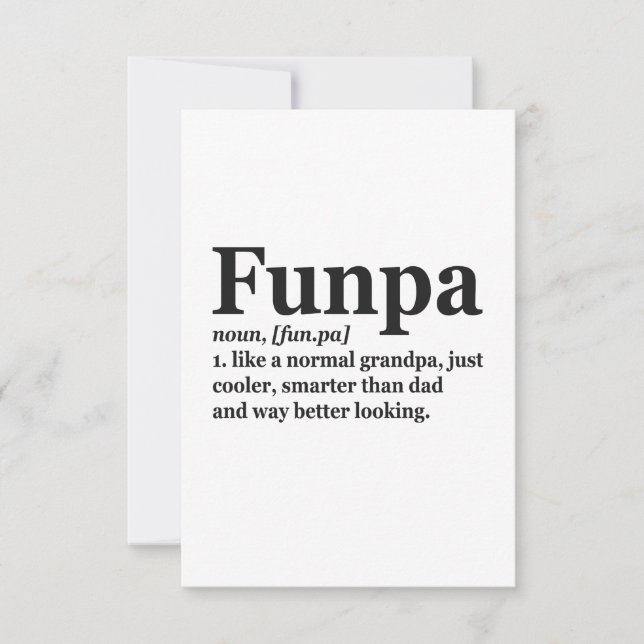 Funpa Funny Definition Only Cooler Grandpa Pappa Tack Kort (Framsida)