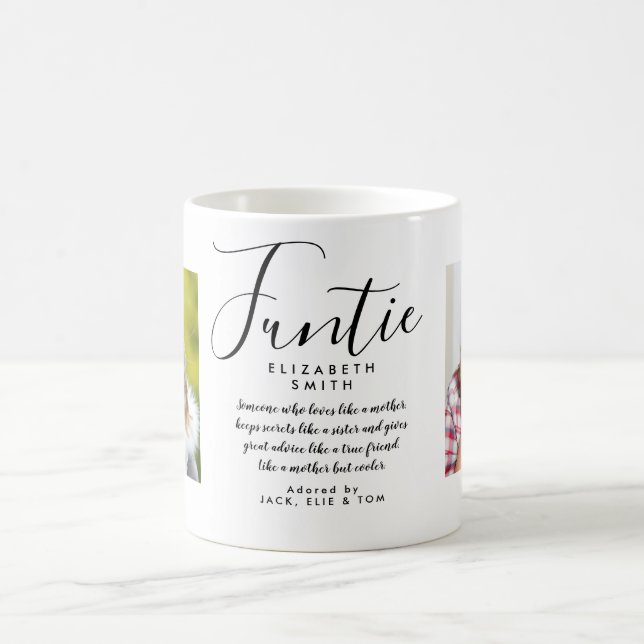 Funtie Elegant Script Roligt Auntie Quote Photo Kaffemugg (Center)