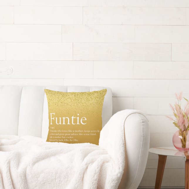 Funtie Faster Faster Definition Guld Glitter Girli Kudde (Soffa)