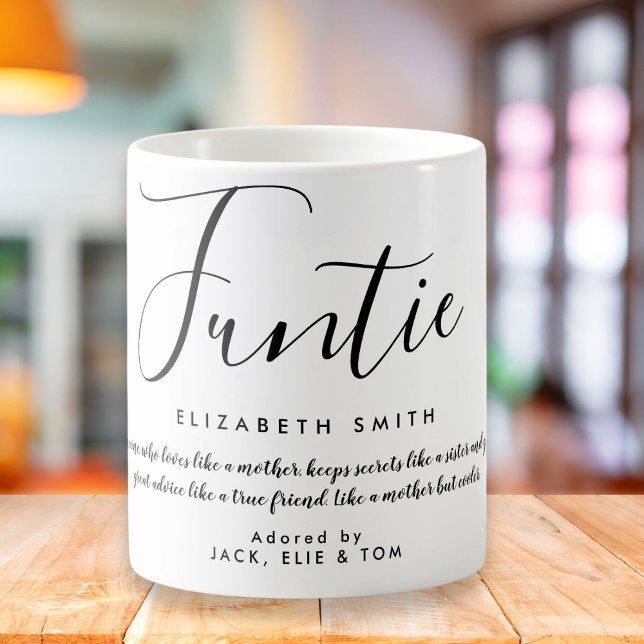Funtie Girly Script Roligt Auntie Quote Kaffemugg (Skapare uppladdad)