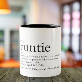 Funtie, Moster, Auntie Definition Modern Roligt Två-Tonad Mugg