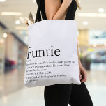 Funtie, Moster, Auntie Definition Modern Roligt Tygkasse<br><div class="desc">Anpassa för din speciellare,  favoritfuntie,  Moster,  Auntie eller Tia att skapa en unik gåva. Ett perfekt sätt att visa henne hur fantastisk hon är varje dag. Designad av Thisisnotme©</div>
