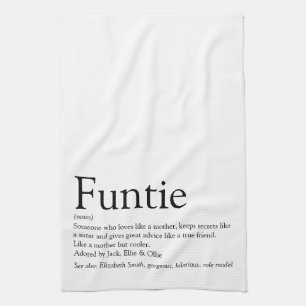 Funtie, Moster, Auntie Definition Modern Typografi Kökshandduk