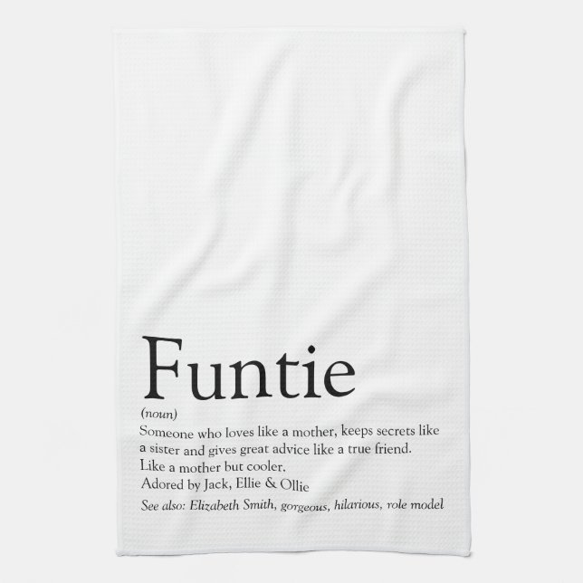 Funtie, Moster, Auntie Definition Modern Typografi Kökshandduk (Vertikal)