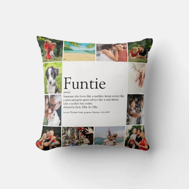Funtie Moster Auntie Definition Photo Collage Kudde (Framsida)