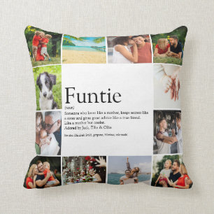 Funtie Moster Auntie Definition Photo Collage Kudde