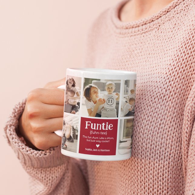 Funtie Photo Collage Definition Cute Modern Auntie Kaffemugg (Skapare uppladdad)