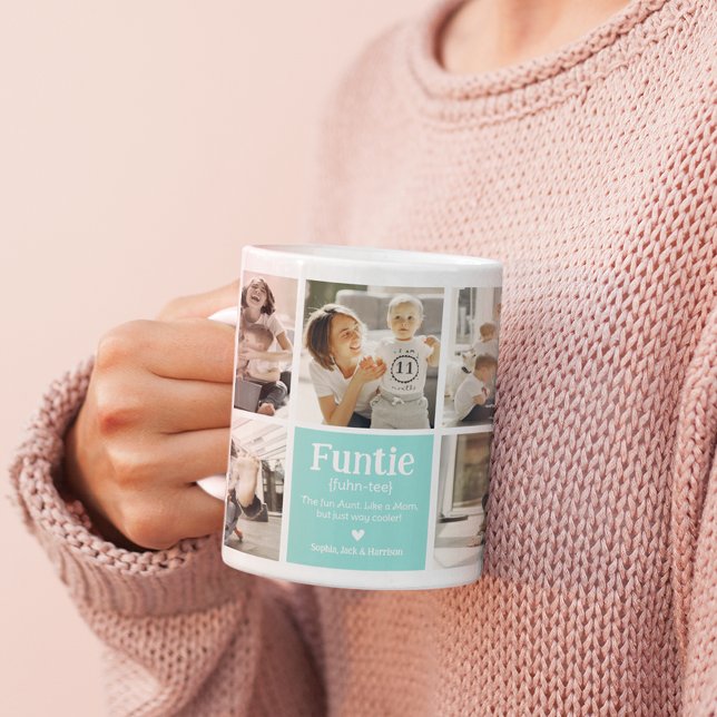Funtie Photo Collage Definition Cute Modern Auntie Kaffemugg (Skapare uppladdad)