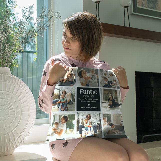 Funtie Photo Collage Definition Cute Modern Auntie Kudde (Skapare uppladdad)