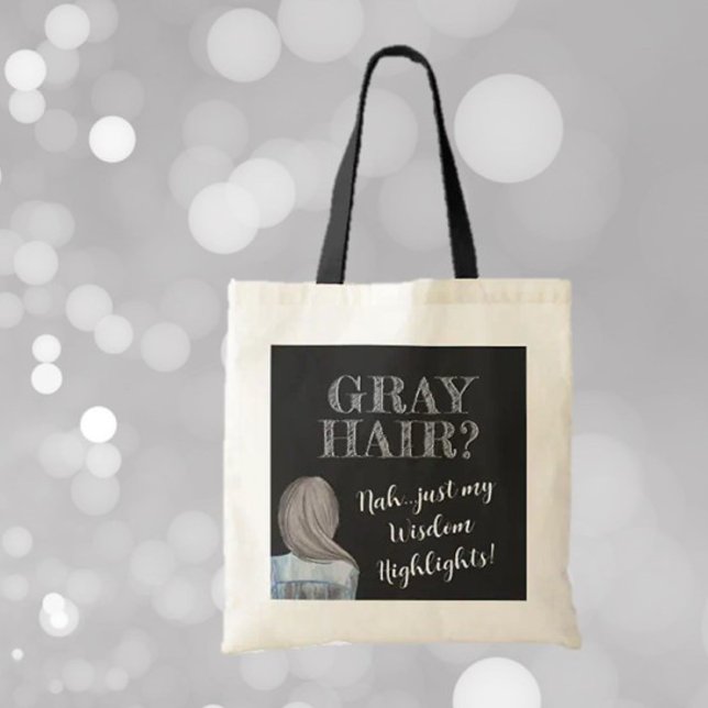 FunTote! Grått Hair, Wisdom Highlight Tote Bag Tygkasse (Skapare uppladdad)