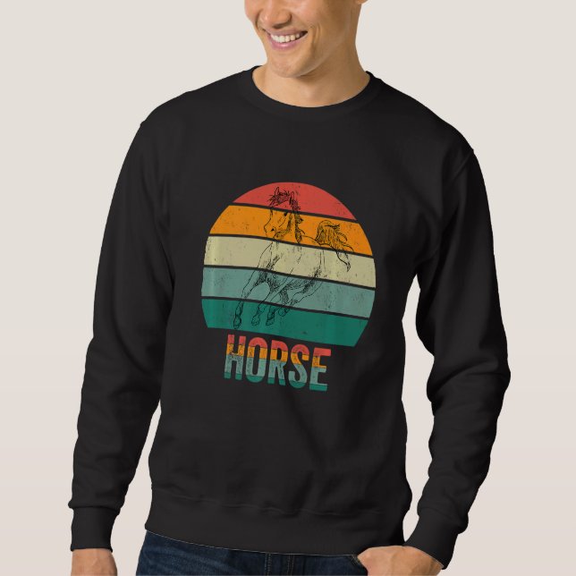 Funuy Horse Farmer Horse Ricing Retro Design Lång Ärmad Tröja (Framsida)