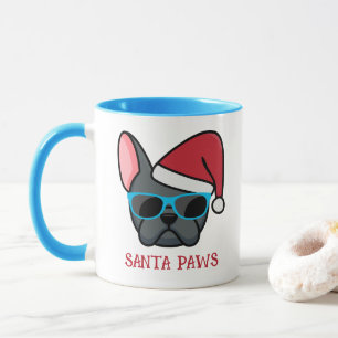 Funy Blue Frenchie Santa Tass jul Mugg