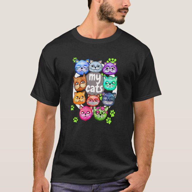 Funy Cat Design Mina katter T Shirt (Framsida)