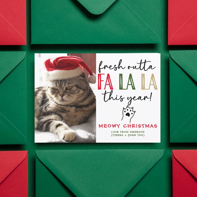 Funy Cat Photo jul Anpassningsbar Bild Humous Julkort (Skapare uppladdad)