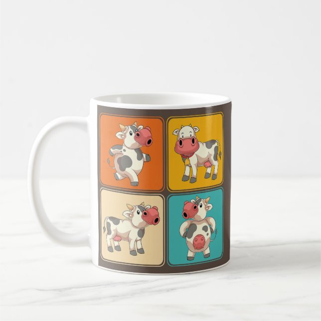 Funy Cow Älskare Farm Animal Farmer Pop Art Cow Kaffemugg (Vänster)