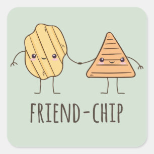 Funy Friend-chip-potatis chip Fyrkantigt Klistermärke