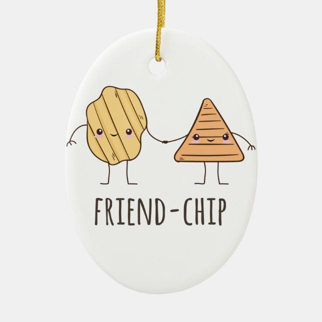 Funy Friend-chip-potatis chip Julgransprydnad Keramik (Framsidan)