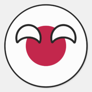 Funy Geeky Japan Countryball Flagga Runt Klistermärke