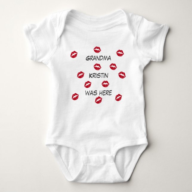Funy Grandma var här Baby Bodykostym T Shirt (Framsida)