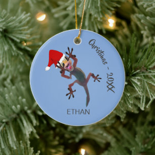 Funy jul Gecko Lizard Julgransprydnad Keramik