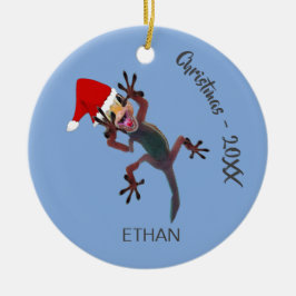 Funy jul Gecko Lizard Julgransprydnad Keramik