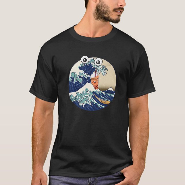 Funy Kanagawa Underbar Wave Drinking Boba Bubble M T Shirt (Framsida)