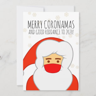 Funy Santa Ansikte Mask Merry Coronamas Julkort