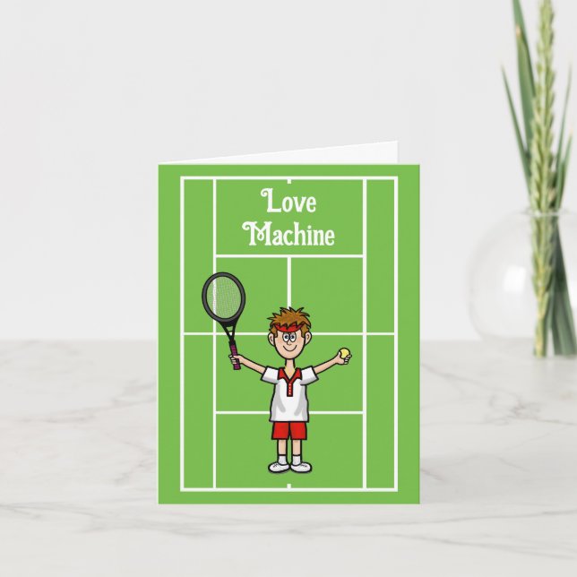 Funy Tennis Kärlek Maskin Greeting Card Kort (Framsida)