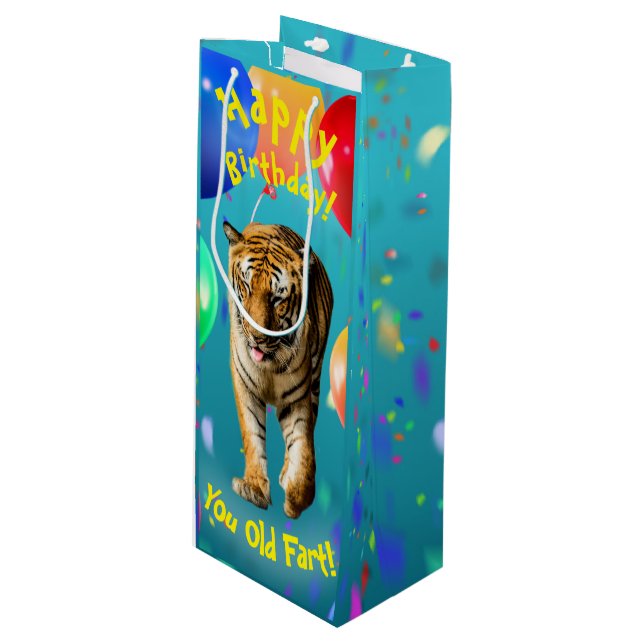Funy Tiger Balloon Birthday Card (Framsidan Vinklad)