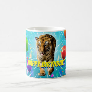 Funy Tiger Party Balloon Explosion Birthday Kaffemugg
