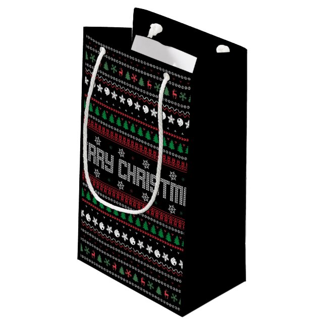 Funy Ugly God jul mönster Small Gift Bag (Baksidan Vinklad)