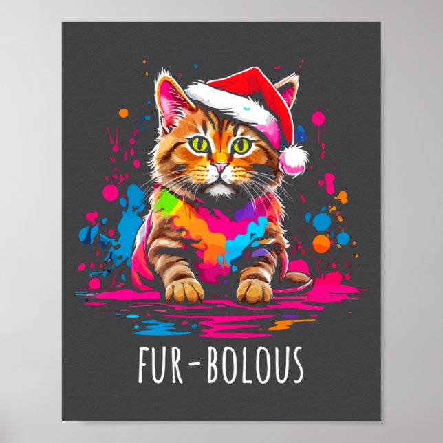 Fur-bulous Cute Cat Christmas Party Holiday Kitten Poster (Framsidan)