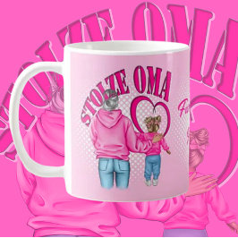 Für die stolze Oma Motiv Oma mit Enkelin Tasse Kaffemugg